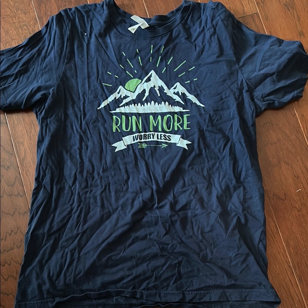 Navy Blue Graphic T-Shirt with Mountain Design